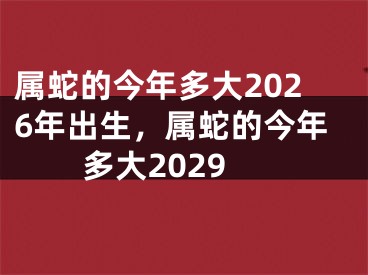 属蛇的今年多大2026年出生，属蛇的今年多大2029