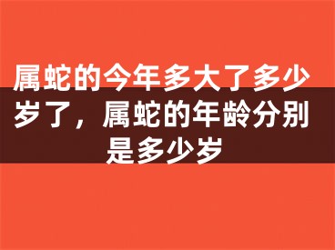 属蛇的今年多大了多少岁了，属蛇的年龄分别是多少岁