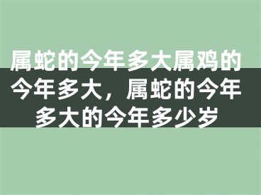 属蛇的今年多大属鸡的今年多大，属蛇的今年多大的今年多少岁