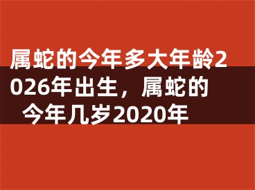 属蛇的今年多大年龄2026年出生，属蛇的今年几岁2020年