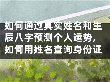 如何通过真实姓名和生辰八字预测个人运势,如何用姓名查询身份证