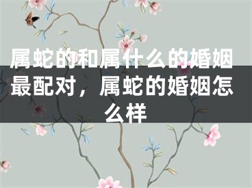 属蛇的和属什么的婚姻最配对，属蛇的婚姻怎么样