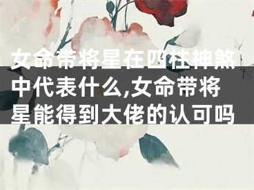 女命带将星在四柱神煞中代表什么,女命带将星能得到大佬的认可吗