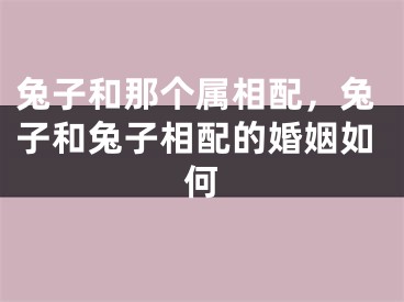 兔子和那个属相配，兔子和兔子相配的婚姻如何