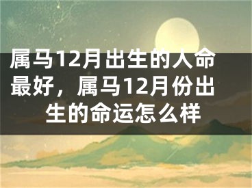 属马12月出生的人命最好，属马12月份出生的命运怎么样