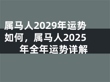 属马人2029年运势如何，属马人2025年全年运势详解
