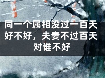 同一个属相没过一百天好不好，夫妻不过百天对谁不好