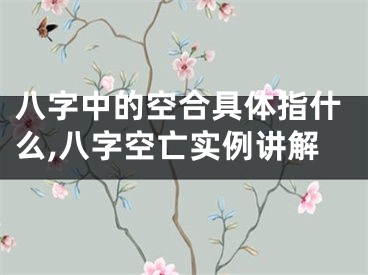 八字中的空合具体指什么,八字空亡实例讲解