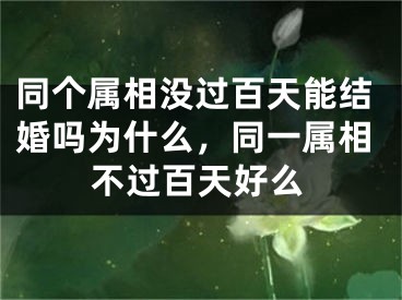 同个属相没过百天能结婚吗为什么,同一属相不过百天好么