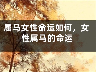 属马女性命运如何,女性属马的命运