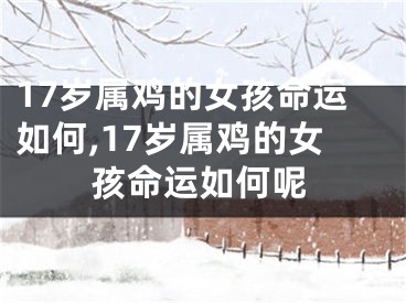 17岁属鸡的女孩命运如何,17岁属鸡的女孩命运如何呢