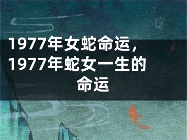 1977年女蛇命运，1977年蛇女一生的命运
