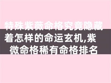 特殊紫薇命格究竟隐藏着怎样的命运玄机,紫微命格稀有命格排名
