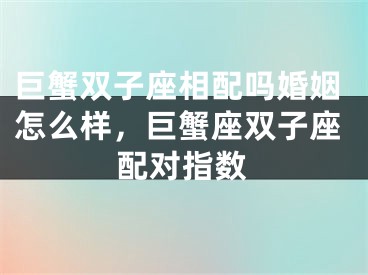 巨蟹双子座相配吗婚姻怎么样,巨蟹座双子座配对指数