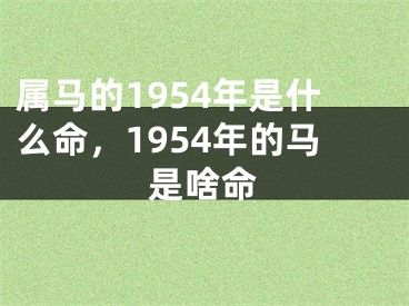 属马的1954年是什么命，1954年的马是啥命