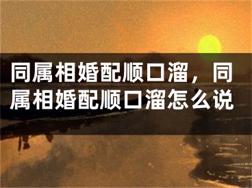 同属相婚配顺口溜，同属相婚配顺口溜怎么说