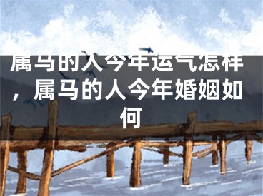 属马的人今年运气怎样，属马的人今年婚姻如何
