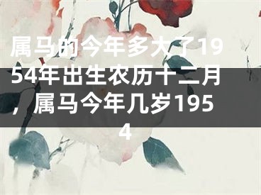属马的今年多大了1954年出生农历十二月，属马今年几岁1954