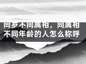 同岁不同属相，同属相不同年龄的人怎么称呼