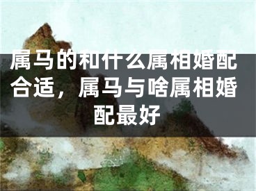 属马的和什么属相婚配合适，属马与啥属相婚配最好