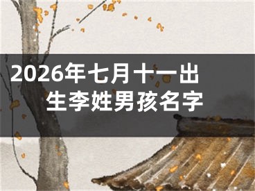 2026年七月十一出生李姓男孩名字