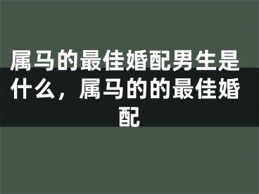 属马的最佳婚配男生是什么，属马的的最佳婚配