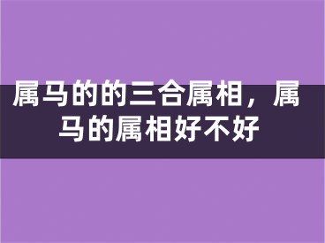 属马的的三合属相，属马的属相好不好