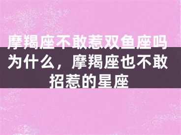 摩羯座不敢惹双鱼座吗为什么，摩羯座也不敢招惹的星座