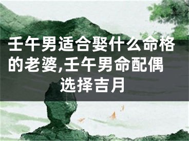 壬午男适合娶什么命格的老婆,壬午男命配偶选择吉月