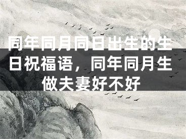 同年同月同日出生的生日祝福语，同年同月生做夫妻好不好