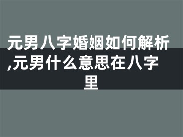 元男八字婚姻如何解析,元男什么意思在八字里