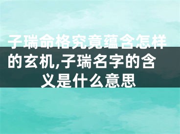 子瑞命格究竟蕴含怎样的玄机,子瑞名字的含义是什么意思