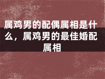 属鸡男的配偶属相是什么,属鸡男的最佳婚配属相