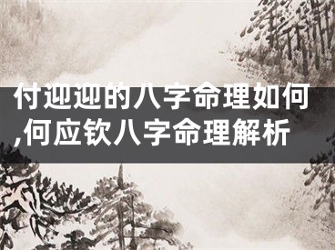 付迎迎的八字命理如何,何应钦八字命理解析