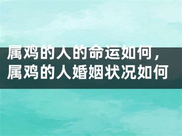 属鸡的人的命运如何,属鸡的人婚姻状况如何