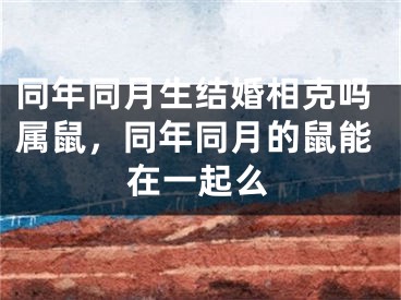 同年同月生结婚相克吗属鼠,同年同月的鼠能在一起么