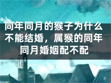 同年同月的猴子为什么不能结婚，属猴的同年同月婚姻配不配