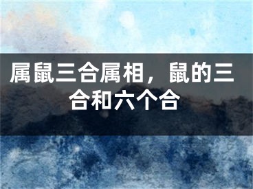 属鼠三合属相，鼠的三合和六个合