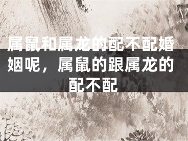 属鼠和属龙的配不配婚姻呢，属鼠的跟属龙的配不配