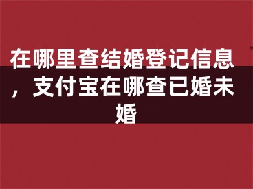 在哪里查结婚登记信息，支付宝在哪查已婚未婚