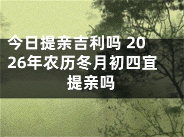 今日提亲吉利吗 2026年农历冬月初四宜提亲吗