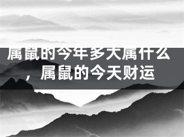属鼠的今年多大属什么，属鼠的今天财运