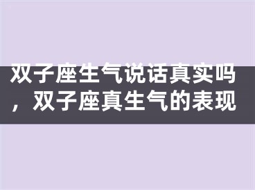 双子座生气说话真实吗,双子座真生气的表现