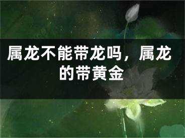 属龙不能带龙吗,属龙的带黄金