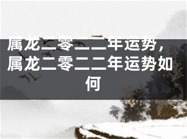 属龙二零二二年运势,属龙二零二二年运势如何