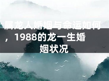 属龙人婚姻与命运如何,1988的龙一生婚姻状况