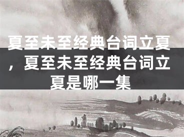 夏至未至经典台词立夏,夏至未至经典台词立夏是哪一集