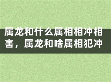 属龙和什么属相相冲相害,属龙和啥属相犯冲