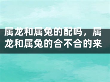 属龙和属兔的配吗，属龙和属兔的合不合的来