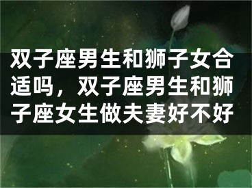 双子座男生和狮子女合适吗,双子座男生和狮子座女生做夫妻好不好